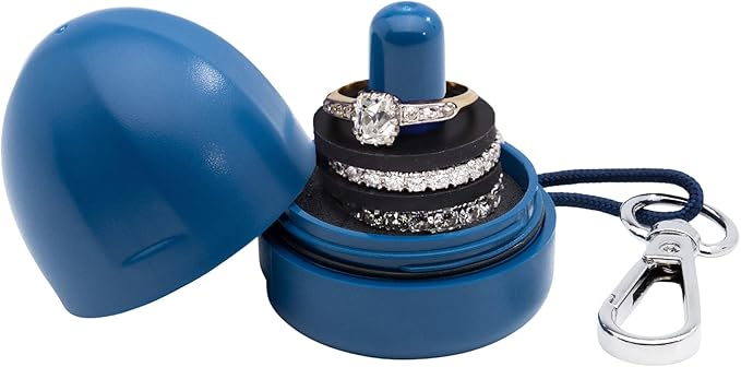 RING THING - Ring Holder Keychain, Jewelry Organizer and Storage, Portable Waterproof Ring Holder, Pill Box Keychain Container, Gym Accessory, and Travel Ring Case (Royal Blue)