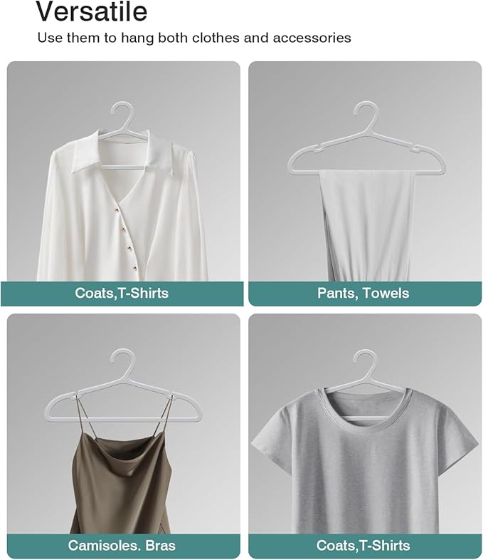 80 Pack Clothes Hangers, Non Slip Plastic Coat Hangers, Space Saving, Heavy Duty, Hanging Dry Wet Clothes, 16.4" x 8.3", Gray, APY0580G