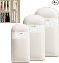 3 Packs Space Saving Garment Bag with Self Compression Zipper, Travel Suit Bags for Closet Storage, Hanging Garment Bag for Coats, Down Jackets (M+L+XL,Beige)