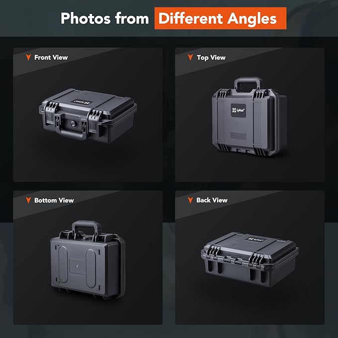 Lykus HC-3010 Waterproof Hard Case with Customizable Foam Insert, Interior Size 11.81x7.87x4.72 in, Suitable for Pistol, Camera, Lens, Drone, Mic, Flashlight, Electronics, Tools, and More