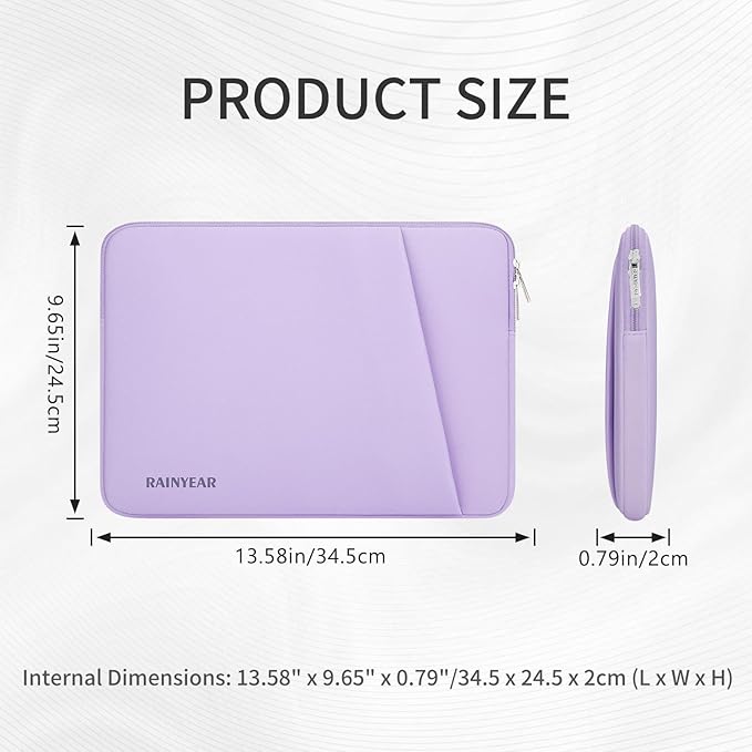 RAINYEAR Laptop Sleeve Case with Front Pocket, 13.3 Inch Protective Portable Case Briefcase Laptop Bag Cover Compatible with MacBook Air/Pro 13-13.3 inch, MacBook Pro/Max 14 inch, Purple