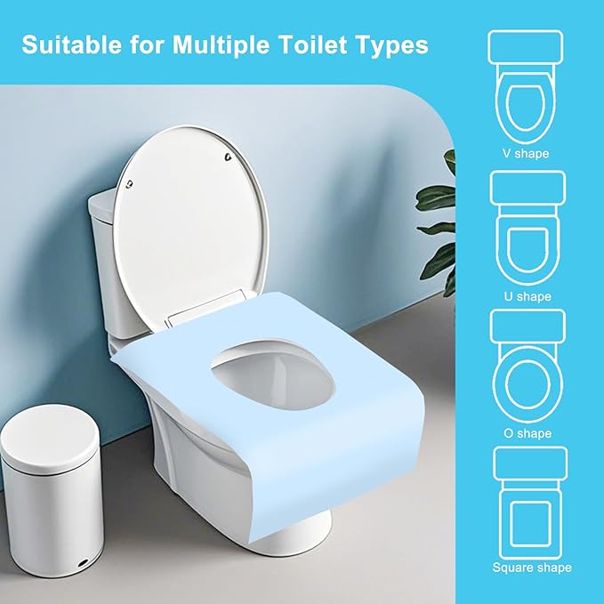 100 Packs Tear-Free Toilet Seat Covers Disposable for Adults and Kids, 16x24 Inch Waterproof Non-Slip Disposable Toilet Seat Cover for Travel, Public Toilet, Outdoors (Individual Package)
