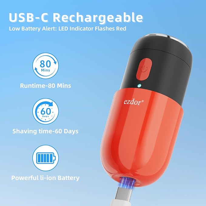 Mini Electric Razor, Facial Hair Removal for Women: Rechargeable Waterproof Shaver – Cordless Travel Razor for Face, Underarms & Sensitive Areas, Portable Grooming Gift, Electric Razors for Women, Red