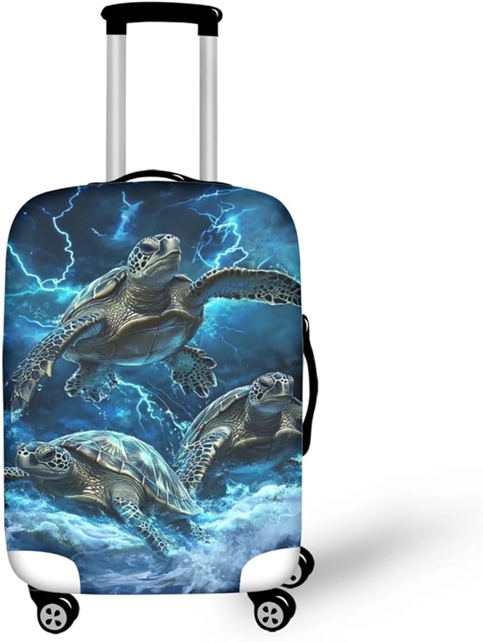 Sea Turtle Suitcase Cover Fits 18-21 Inch Luggage with Zipper Anti-Scratch Spandex Luggage Cover Washable Stretchable Travel Suitcase Covers for Luggage Universal Baggage Cover(Size S)