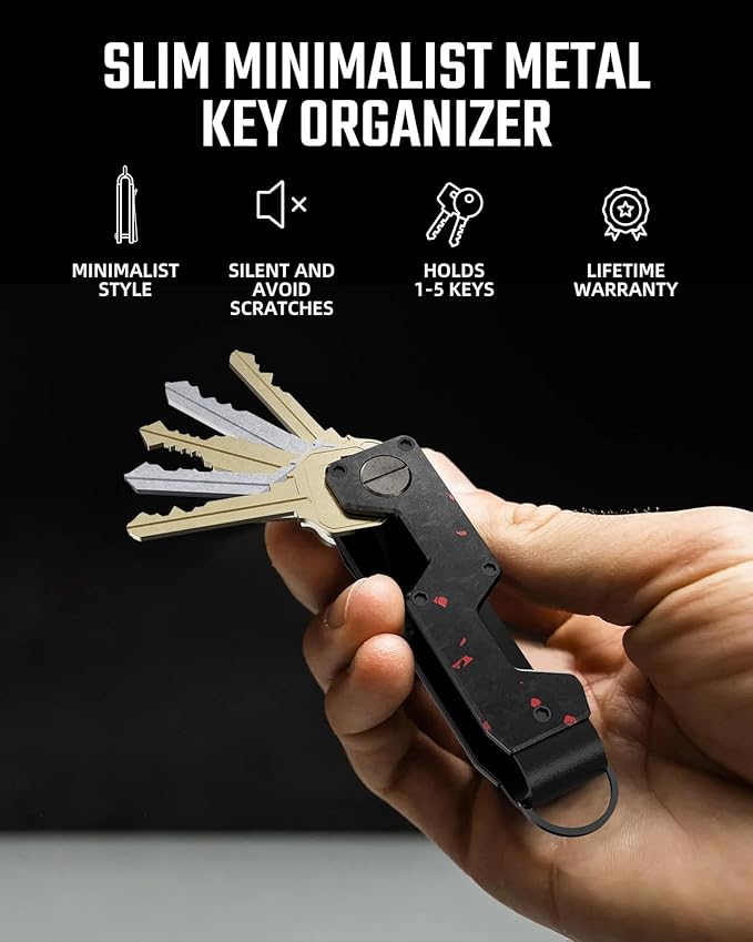 Key Organizer Compact Key Holder Metal Key Chain Minimalist key case key holder for keychain Secures 1-5 Keys
