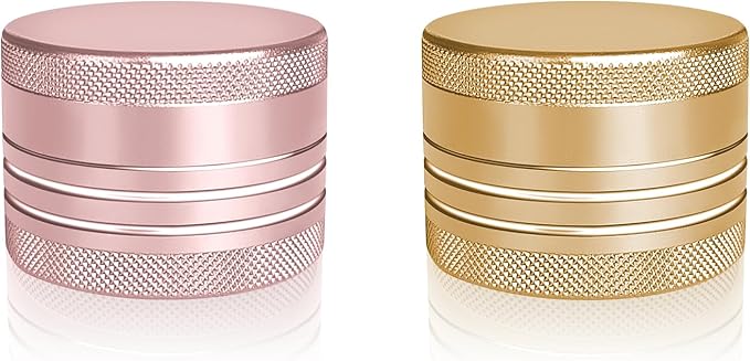2 Sets Small Pill Box, Portable Daily Box, Aluminium Alloy Round Container for Pills, Pocket Case (Pink+Gold)