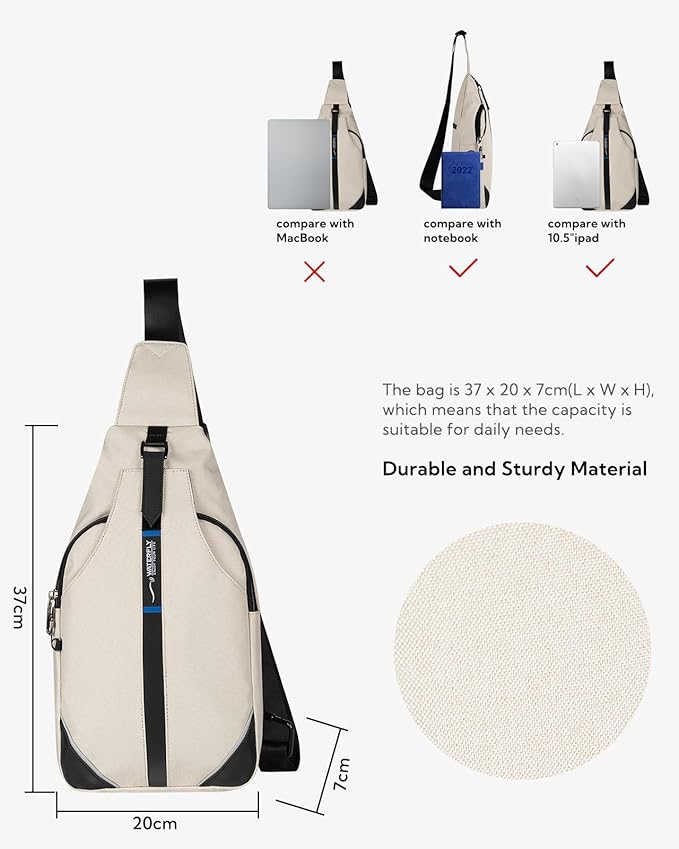 WATERFLY Small Crossbody Sling Backpack Anti Theft Backpack for Traveling Chest Shoulder Bag