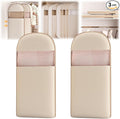 Space Saving Hanging Garment Bag With Self Compression Zipper,Garment Bags for Travel,Dust Cover for Coats Down Jackets, Closet Clothes Organizer with Clear Window (Beige, L*2Pcs)