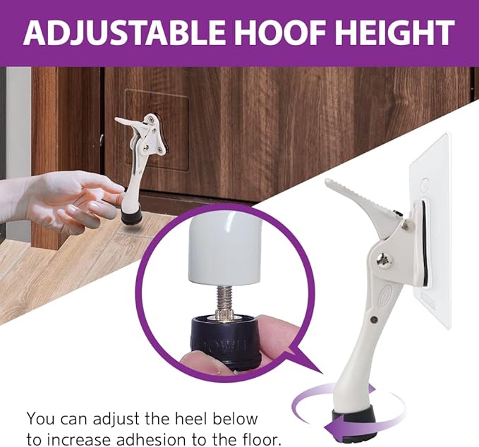 Door Stopper with Adhesive Bracket Stickers, No Drilling or Tools Needed, Available for All Doors, Door Holder, Heavy Door Stop, KickDown Door Stoppers, Bottom of Door by HASHI (Black/Bracket)