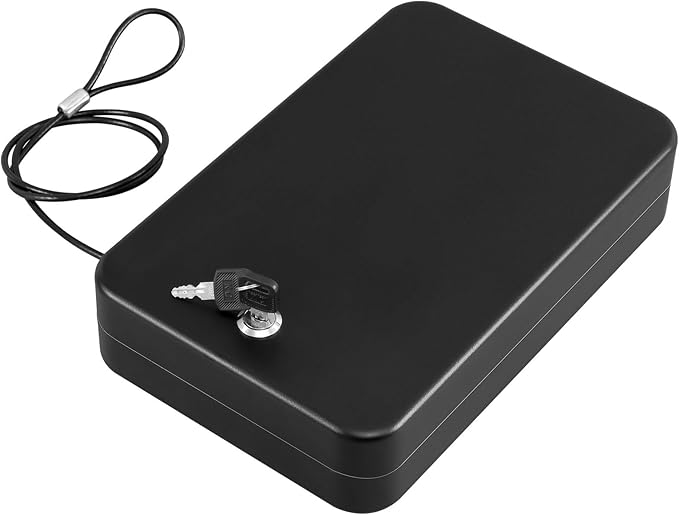 Dalmbox Gun Safe for Pistols Small Handgun Lock Box with Combination Lock Portable Travel Pistol Safe for Car, Home, Travel