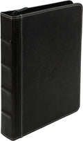 Samsill Vintage Leather Mini 3 Ring Zipper Binder, 1 Inch Round Ring Capacity (Holds 200 Sheets), 5.5 x 8.5 Inch Documents, Notebook Organizer, Planner, Black with Contrast Stitching