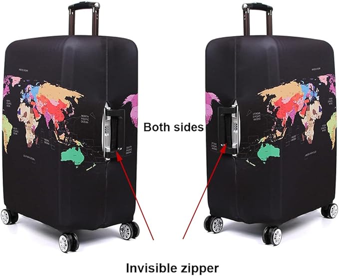 MosaiRudo Thicker Luggage Cover Elastic Suitcase Cover Protector Fits 18-32 Inch Suitcase Travel Accessories (World Travel, S)