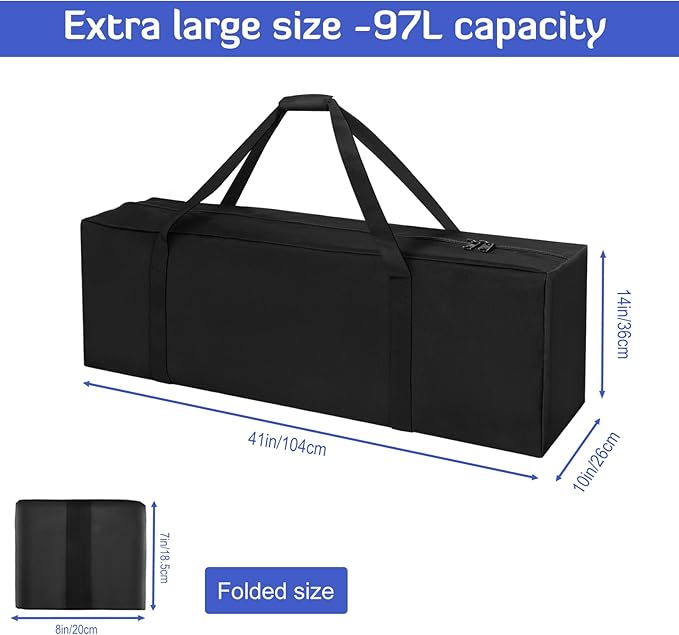 INFANZIA 41 inch Duffel Travel Sports Equipment Bag, 2PCS Long Luggage Bag with Upgrade Zipper Water Resistant, Extra Large Foldable Storage Bag for Camping, Tent, Tripod, Fishing