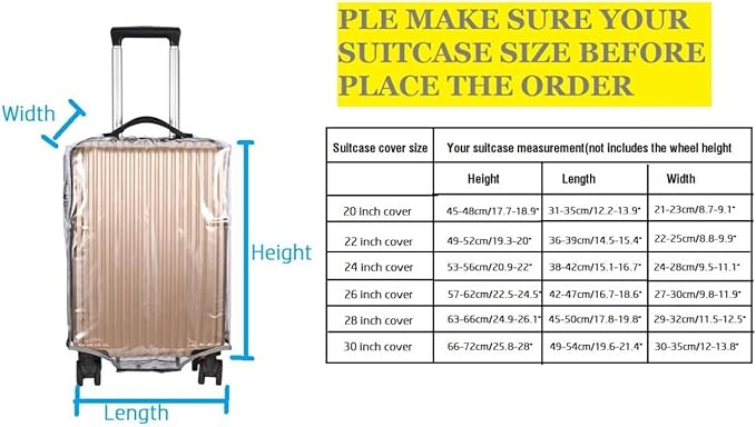 Clear PVC Suitcase Cover Protectors- Thickened Waterproof Luggage Covers Protector, Full Transparent Dustproof Sleeve for Wheeled Suitcases (24")
