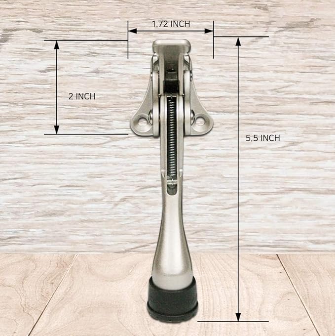 Door Stopper, One-Touch semi-Automatic Metal Door Stopper, with Non-Slip Rubber Tip for Wood, Concrete, Tiled, and Carpeted Floors (4inch x 2pack, Black)