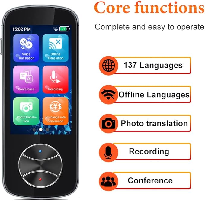 Language Translator Device No WiFi Needed, AI Translator Two Way Real Time Voice Translation with 137+ Languages, Offline/Photo Translation for Travel Business Learning