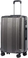 Coolife Luggage Suitcase PC+ABS with TSA Lock Spinner Carry on Hardshell Lightweight 20in 24in 28in (grey, M(24IN))