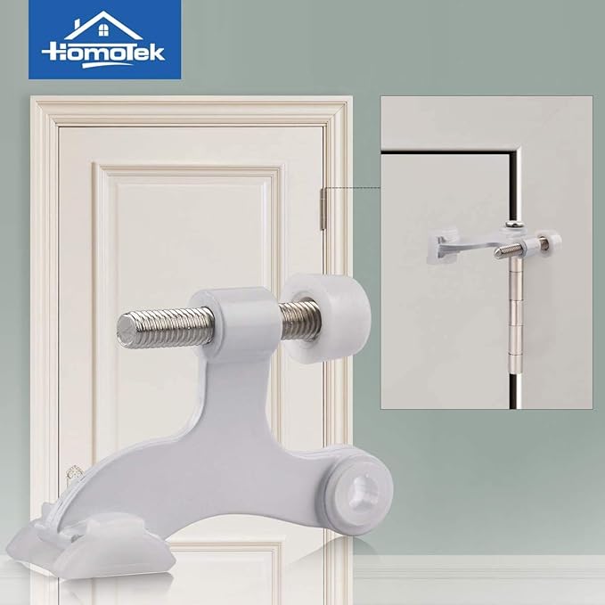 HOMOTEK 4 Pack Hinge Pin White Door Stopper,Adjustable Deluxe Heavy Duty Door Stopper 2-1/2"x1-3/4”,with White Rubber Bumper Tips