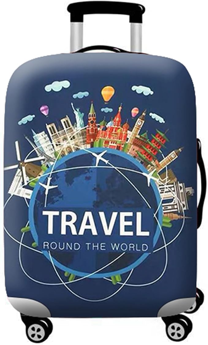 WUJIAONIAO Travel Luggage Cover Baggage Suitcase Cover Protector Skins 18-32 Inch (A9 TRAVEL, S (for 18-20 inch luggage))