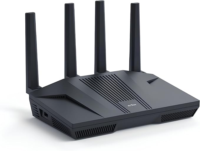 GLiNet GL.iNet GL-MT6000 (Flint 2) WiFi 6 High Speed Gaming Routers for Wireless Internet, 2 x 2.5G Ethernet Ports for Fiber Optic Modem, Long Range Computer VPN WiFi Router, Home & Business