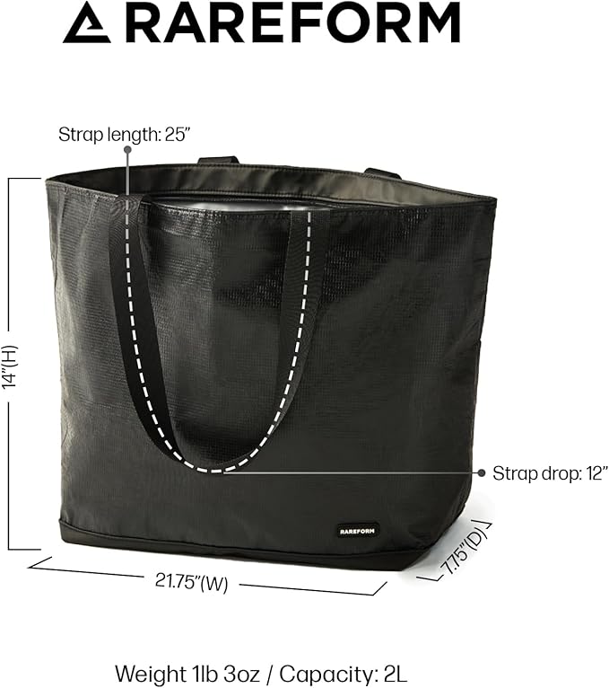 Rareform Large Zippered Blake Tote Bag | One-of-a-Kind, Water-Resistant, Recycled Billboard Vinyl | Color and Pattern Vary