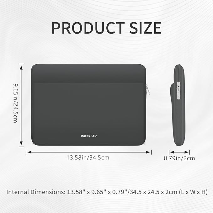 RAINYEAR Laptop Sleeve Case 13.3 Inch, Protective Portable Case with Front Pocket, Briefcase Handbag Laptop Bag Compatible with MacBook Air/Pro 13-13.3 inch, MacBook Pro 14 inch, Gray