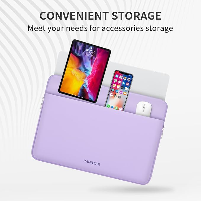 RAINYEAR Laptop Sleeve Case 15 16 Inch, Protective Portable Case with Front Pocket, Briefcase Handbag Computer Cover Laptop Bag Compatible for MacBook Pro/Max M4 M3 M2 M1, Purple