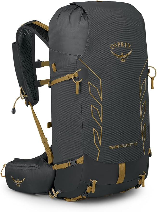Osprey Talon Velocity 30L Men's Hiking Backpack, Dark Charcoal/Tumbleweed, S/M