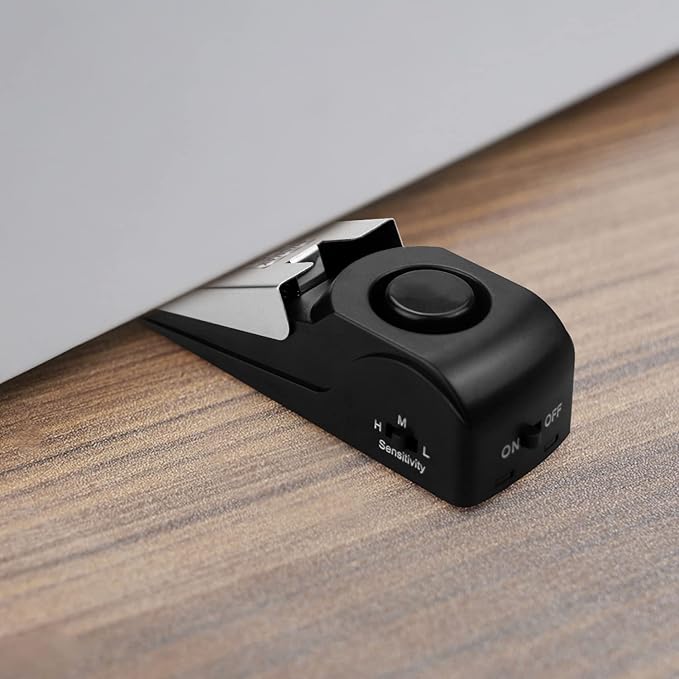 EMDMAK Door Stop Alarm with 120DB Siren Door Stop for Home & Travel (Black) (Pack of 3)