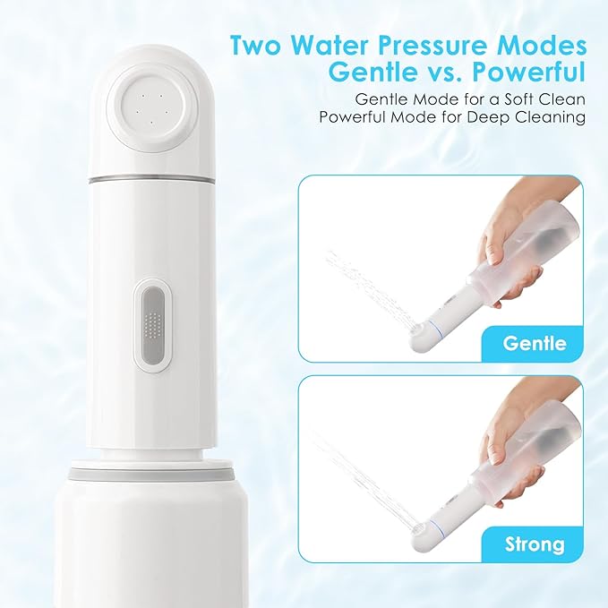 Portable Electric Travel Bidet, 350ML Electric Sprayer Bidet with Built-in Body for Easy Storage, Two Pressure Modes for Personal Hygiene Cleaning for Women and Men , White