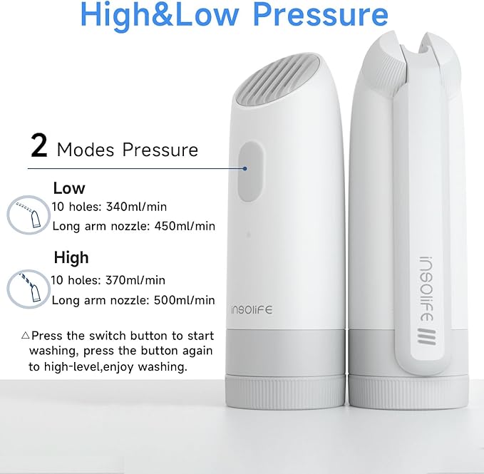 Portable Bidet | High Pressure | Travel Bidets with 2 Different Nozzle | Rechargeable Electric Portable Bidet for Men & Women | Portable Bidets for Travel