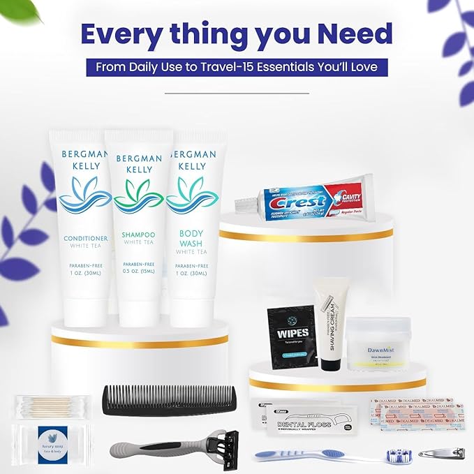 Trektote Bulk Hygiene Kit For Men And Women – (5 Pack) 20 Piece Set Of Travel Size Toiletries, TSA Compliant, Bulk Travel Essentials, Includes Shampoo And Conditioner, Body Wash, Toiletry Bag & More