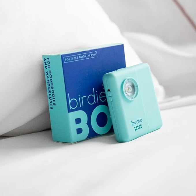 She's Birdie - The Original Personal Safety Door Alarm for Travel, at Home, or Window Security - Portable, Loud Siren, Flashing Light Alert + Built in Flashlight, Rechargeable, Rental Safe (Coconut)