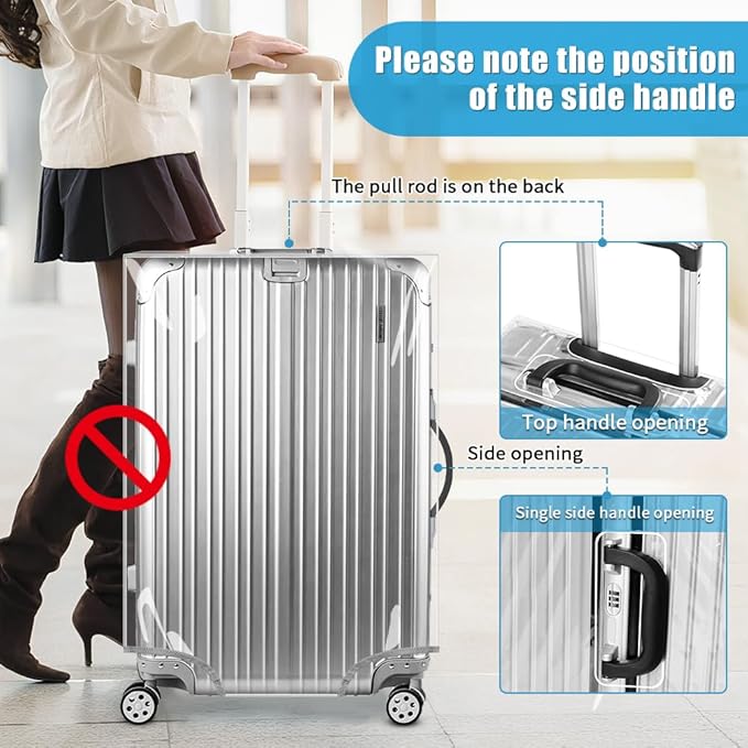 Yotako Clear PVC Suitcase Cover Tough Protector, 26 Inch Luggage Covers for Wheeled Suitcase 26"