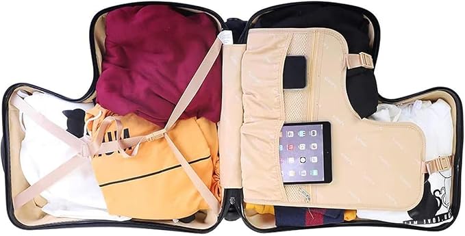 20" Kids Ride on Suitcase,Childrens Ride on Luggage with Safety Belt,Trolley Suitcase with Silent Wheel Combination Lock,Suitable for Kids Aged 1-8 Years Old (Blue)