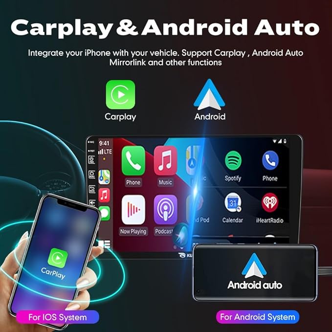 Kunfine Car CarPlay Android Auto Navigation Stereo GPS Radio Reverse Camera Display 9" IPS Touchscreen Headunit Tablet Pad Media Player for Subaru Forester 2007-2013, if Applicable Quad Core 2G+64G