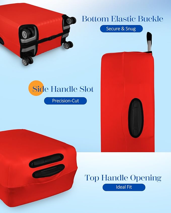 Slohif Luggage Cover for Suitcase Tsa Approved Protector - Luggage Sleeve Suit Case Cover Travel Stretch Large Baggage Case Protective Washable Fit 26-28 Inch Red