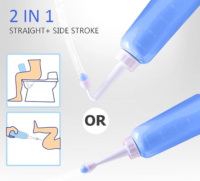 Portable Bidet for Travel-350ml Bottle with Adjustable Nozzle (Angled & Straight) , Gentle Portable Cleansing