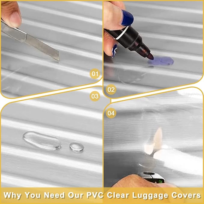 Suitcase Cover for 28" Luggage TSA Approved Clear PVC Thickened Protective Sleeve Waterproof Cover for Wheeled Luggage