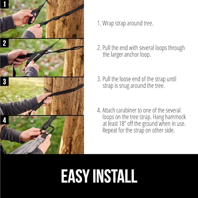 GORILLA GRIP Durable Portable Camping Hammock, Holds 400lbs with Heavy Duty Tree Straps, Comfortable Travel Swing, Camp Hammocks, Easy to Use and Install, Outdoor Essentials, Orange, 9x4.5 FT