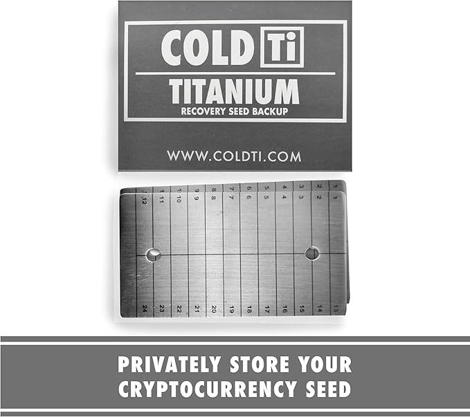 ColdTi - Titanium Bitcoin Seed Plates for Ultra-Secure Ethereum and Crypto Seed Phrase Storage - Premium Seed Phrase Metal - Includes 2 Plates and Seals