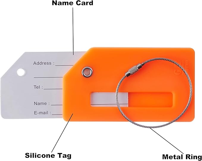 8 Pcs Luggage Tags for Suitcases, 26 Initial Letter Travel Luggage Baggage Identification Labels ID Tags Fully Bendable Tags with Stainless Steel Loop (Letter A, Colorful)
