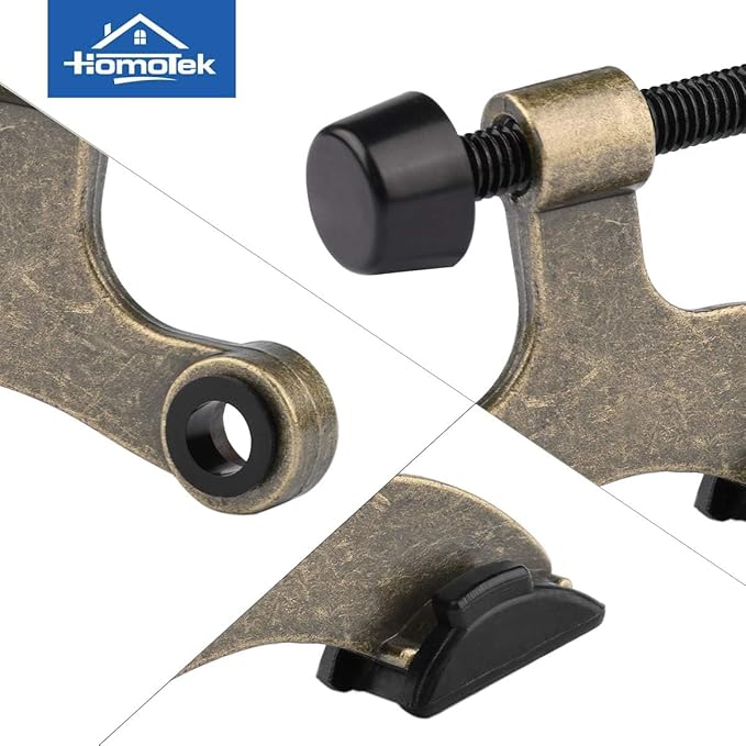 HOMOTEK 36 Pack Hinge Pin Antique Brass Door Stopper, Adjustable Deluxe Heavy Duty Door Stopper 2-1/2"x1-3/4”, with Black Rubber Bumper Tips