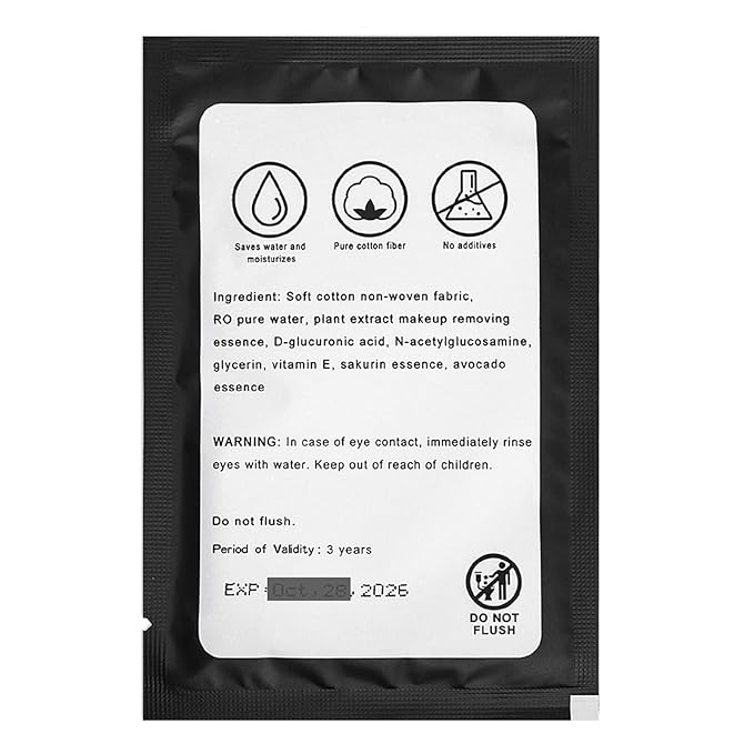 100 Makeup Remover Wipes Bulk Individually Wrapped Makeup Wipes Single Makeup Remover Cloth Facial Cleansing Pads for Mascara Lipstick Oil Dirt Face Skin Travel Hotel (Black)