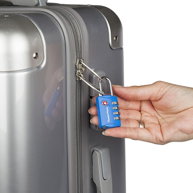 TSA Luggage Locks with 4 Digit Combination – Heavy Duty Set Your Own Padlocks for Travel, Baggage, Suitcases & Backpacks - Blue