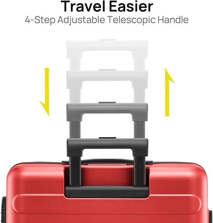 Carry on Luggage 22 X 14 X 9 Airline Approved, 20 Inch Luggage for 3-5 Days Travel, Double Spinner Wheels, 100% Hardshell PC, TSA Lock (06-Raspberry (Basic), Checked 24-Inch)