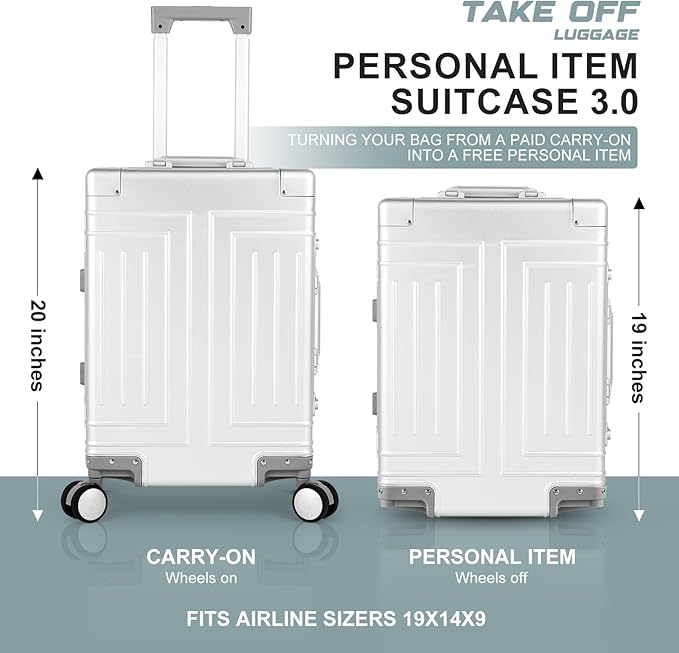 All Aluminum Magnesium 20/26 Luggage Set，Cut from Whole Aluminum Sheet，22x14x9 Airline Approved ，（3rd Generation，Premium Magnesium Metal zipperless suitcase ） (silvery, 20in+26in)