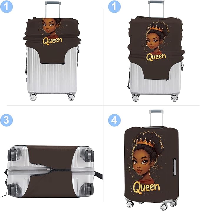 Luggage Cover Washable Suitcase Protector Anti-scratch Suitcase cover Fits 20-34 Inch Luggage (Girl-5, S(20-22inch suitcase))