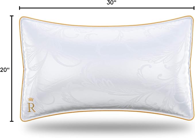 Royal Therapy Pillows Queen Size Set of 2 - Pillows, Side Sleeper Pillow - Adjustable Alternative Down Pillow, Bed Pillows, Sophisticated Design & Gold Piping