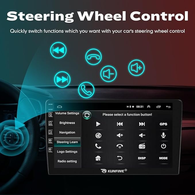 Kunfine Car CarPlay Android Auto Navigation Stereo GPS Radio Reverse Camera Display 9" IPS Touchscreen Headunit Tablet Pad Media Player for Subaru Forester 2007-2013, if Applicable Quad Core 2G+64G